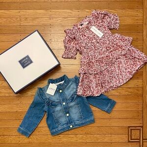 Janie and Jack 2T Floral Dress and Denim Jacket Set